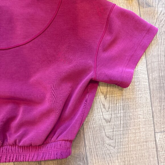 Lululemon Magenta Cropped Top Softstreme Short Sleeve - Picture 13 of 16